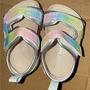 Carter's Kids Pastel Rainbow Hook-and-Loop Sandals - Pink, Green, Blue